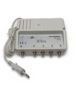 Metronic TV-Verstärker Verteiler 4 Ausgänge F-Stecker 28 dB UHF geschirmt