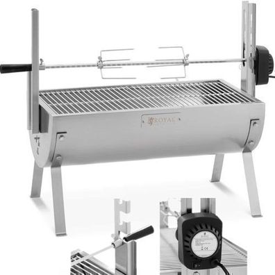 Holzkohlegrill mit elektrischem Drehspieß zum Braten eines Spanferkels, 4 W, 15 kg