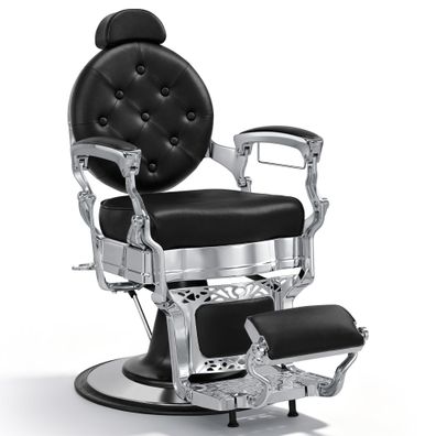 BarberPub Hydraulischer Friseurstuhl 3860 (Silber-Schwarz)