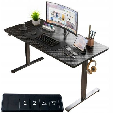 Elektrisch höhenverstellbarer Schreibtisch, schwarz, 140 cm (Höhe: 72-118 cm)