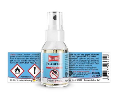 4er Pack Ballistol STICHFREI® ZECKEN-MÜCKEN-BREMSEN-SCHUTZ Moskito SPRAY LOTION