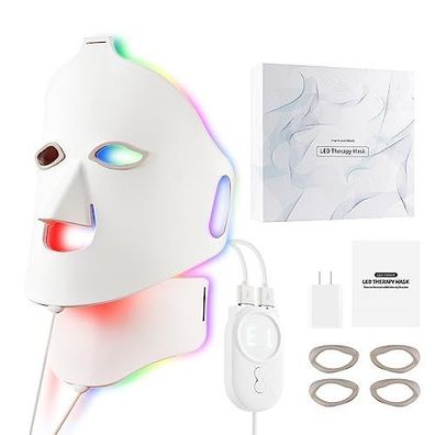 LED-Gesichtsmaske, weiches Silikon, Lichttherapie für Gesicht und Hals,