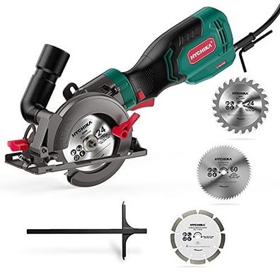 Hychika – Kleine Kreissäge 750 W mit 3 Sägeblättern, Schnitttiefe bis 48 mm
