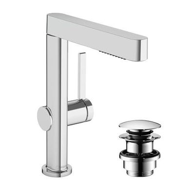 hansgrohe Finoris Waschtischarmatur mit Push-Open Ablauf, Ausziehbrause
