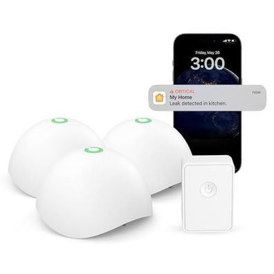 Meross Smart Wassermelder Set mit Hub, kabellos und IP67 (Gr. Energieeffizienzklasse)