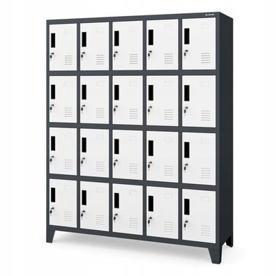 Umkleideschrank Spind Schließfachschrank Metallschrank 172x136x45 cmAnthrazit-Weiß