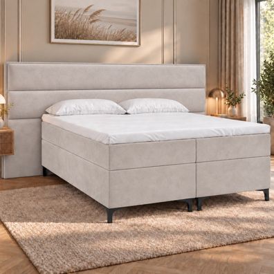 Best For Home Boxspringbett Tito mit 7-Zonen-Bonellfederkern, Topper & 2 Nachttischen
