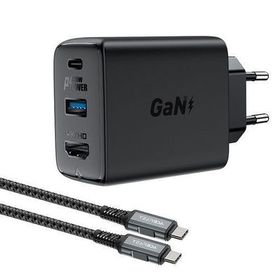 Acefast A17 65W GaN USB-C/USB-A Ladegeraet mit 4K 60Hz HDMI Adapter und Kabel - S
