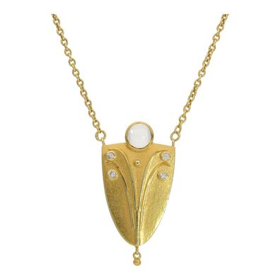 Goldkette Collier Gold 585 Unikat Diamanten, Mondstein 25326771 Second Hand