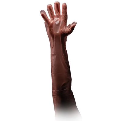 Ampri PE Veterinärhandschuhe Schulterlang Orange 90cm 50 St