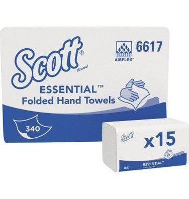 SCOTT XTRA Interfold Handtücher Weiß, 21x20 cm, 1-lagig, 15x340 Stück