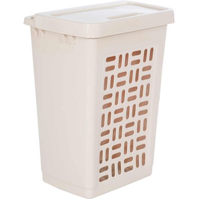 Teko Kunststoff Wäschebox 60L Creme Mit Deckel