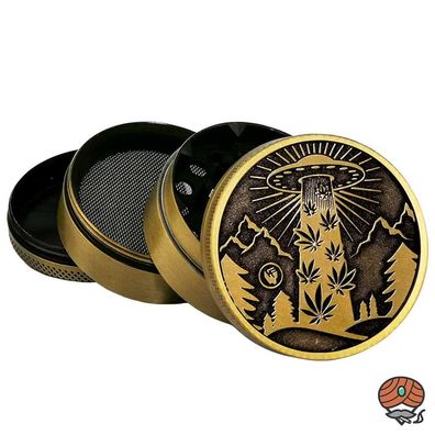 FIRE-FLOW Kräutermühle - 420 Ufo Gold, Metall, 50mm, 4-teilig