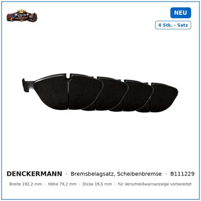 Bremsklötze Denckermann B111229 für BMW 5, BMW 7, BMW 6 uvm