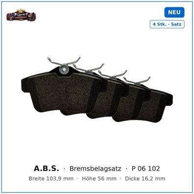 Bremsklötze A.B.S. P 06 102 für DS DS, Citroën DS5 uvm