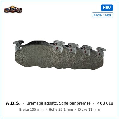 Bremsklötze A.B.S. P 68 018 für Renault 19, Renault Clio uvm