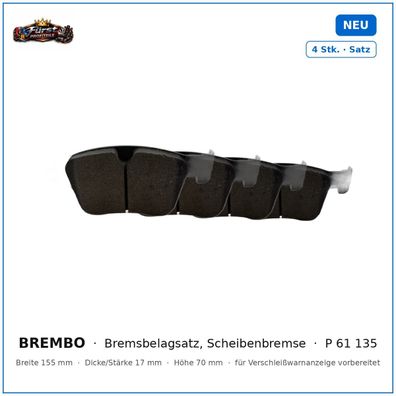 Bremsklötze Brembo P 61 135 für Opel Grandland, Peugeot 3008 uvm