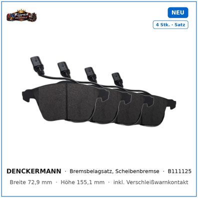 Bremsklötze Denckermann B111125 für Audi A4, Audi A6, SEAT Exeo, Audi A8 uvm