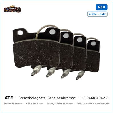 Bremsklötze ATE 13.0460-4042.2 für Peugeot 106, Citroën AX uvm