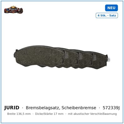 Bremsklötze Jurid 572339J für Nissan 200SX, Nissan Primera, Nissan Prairie uvm