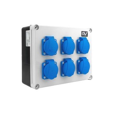 Baustromverteiler 16A 6x230V kompakt Stromverteiler hermetisch IP54 Schuko Doktorvolt