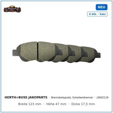 Bremsklötze Herth+Buss Jakoparts J3602119 für Toyota Aygo, Citroën C1 uvm