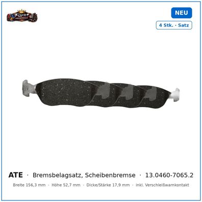 Bremsklötze ATE 13.0460-7065.2 für Fiat Barchetta, Fiat Brava, Fiat Marea uvm