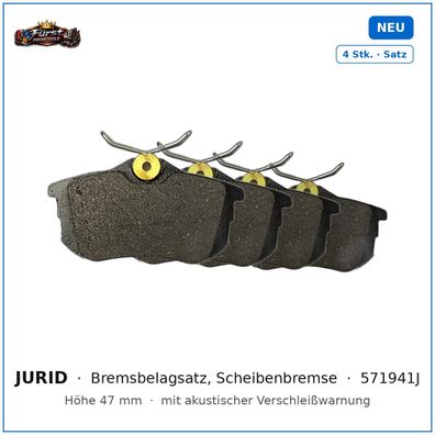 Bremsklötze Jurid 571941J für Mitsubishi Colt, Smart Forfour uvm