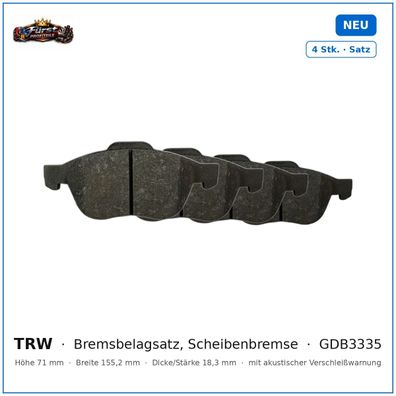 Bremsklötze TRW GDB3335 für Toyota Avensis uvm