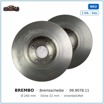 Bremsscheibe Brembo 09.9078.11 für Nissan Micra, Renault Clio, Dacia Logan uvm