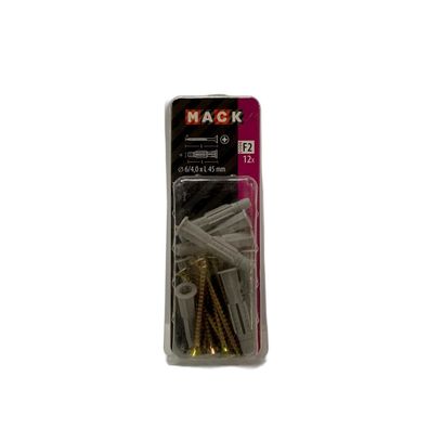 SAM/MACK Mehrzweckdübel und Schraube F2 6/4,0 x L 45 mm, 12 Stück