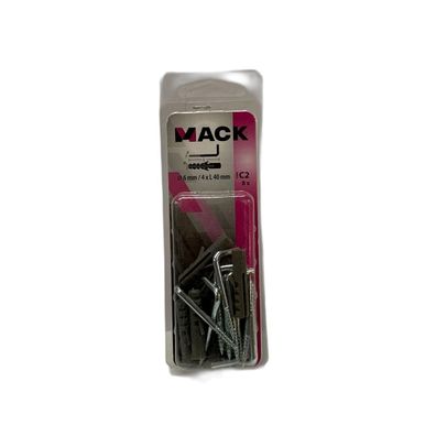 SAM/MACK Dübel und Schraubhaken gerade 6mm/4x40mm 8 Stück