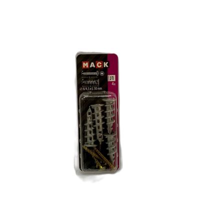 SAM/MACK Gipskarton-Dübel und Schraube 6/4,5 x L30 mm 4 Stück