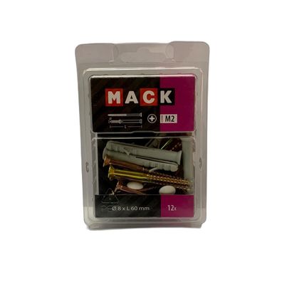 SAM/MACK Rahmendübel und Schraube M2 8x60mm 12 Stück