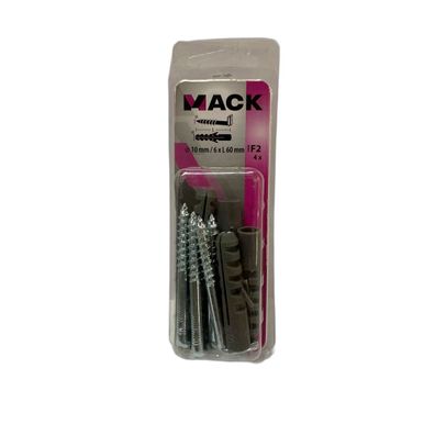 SAM/MACK Dübel + Schraubhaken gerade 10mm/6x60mm F2 4 Stück