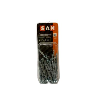 SAM/MACK Geriffelte Stift Senkkopf 2,7 x L 40 mm J3, 55 Stück
