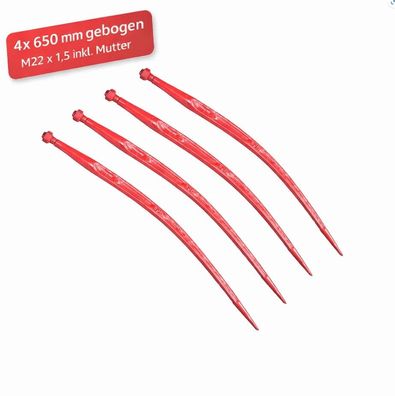 4x Frontladerzinken 650mm Rundballenzinken Ballenspieß M22x1,5 inkl. Mutter TOP