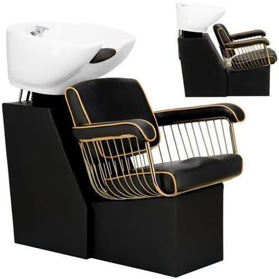 Lorenzo Friseur- und Barber-Waschplatz mit Keramikbecken, Armatur und Handbrause
