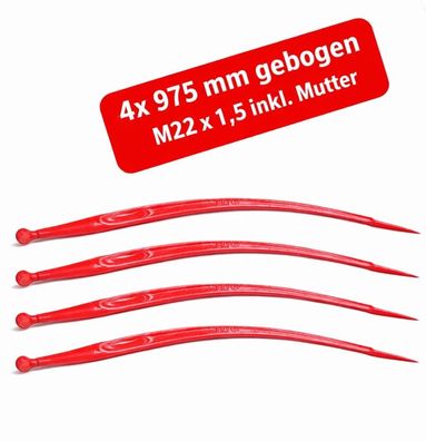 4x Frontladerzinken 975mm Rundballenzinken Ballenspieß M22x1,5 inkl. Mutter