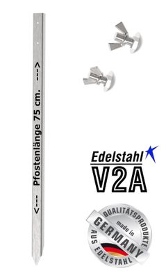Einschlagpfosten für Parkschild | Stabiler Erdspieß-Pfosten aus Edelstahl 75 cm | Pri