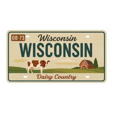 Blechschild 15x30cm - Wisconsin America's Dairyland Retro USA