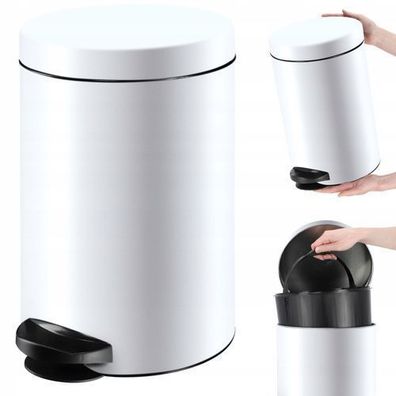 KADAX Tretmülleimer, Mülleimer mit Stahl Kosmetikeimer, 14L, Weiß