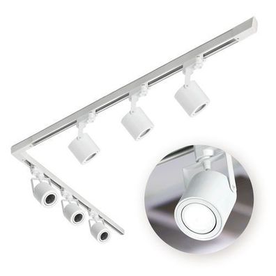 Schienensystem Komplett-Set 6x GU10-Strahler + 1m+2m Schiene + L-Verbinder Weiss