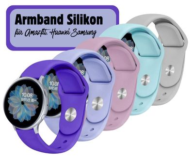 Silikon Armband 20mm 22mm für Samsung Huawei Amazfit Watch Sportband classic