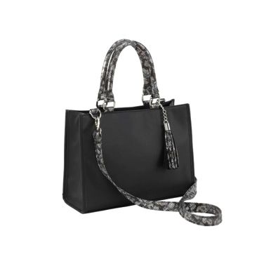 Handtasche m. Animal-Print, schwarz