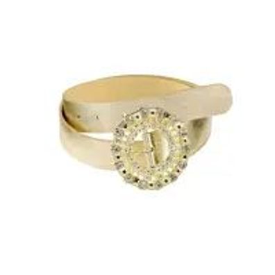 Leder-Gürtel m. Strass, goldfarben