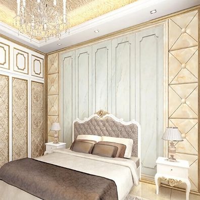 Fototapete Schlafzimmer Luxus Marmor Gold Wandtapete Barock Elegant Wanddek 4886