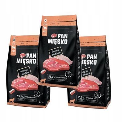 Pan Mi?sko Hundefutter Kalbfleisch mit Putenchips M 3x3kg