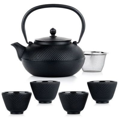 Emaillierter gusseiserner Teekessel mit Sieb und Tassen CAST LINE 1l / 60 ml, 6 Stück