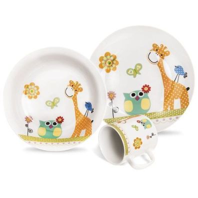 Kinder-Frühstücksset aus Porzellan, Giraffe, 3-teilig